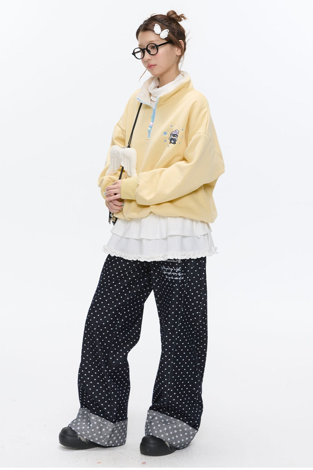 Penguin Embroidered Pullover Sweatshirt