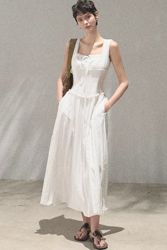 Square Neck Ruffled Tank Dress