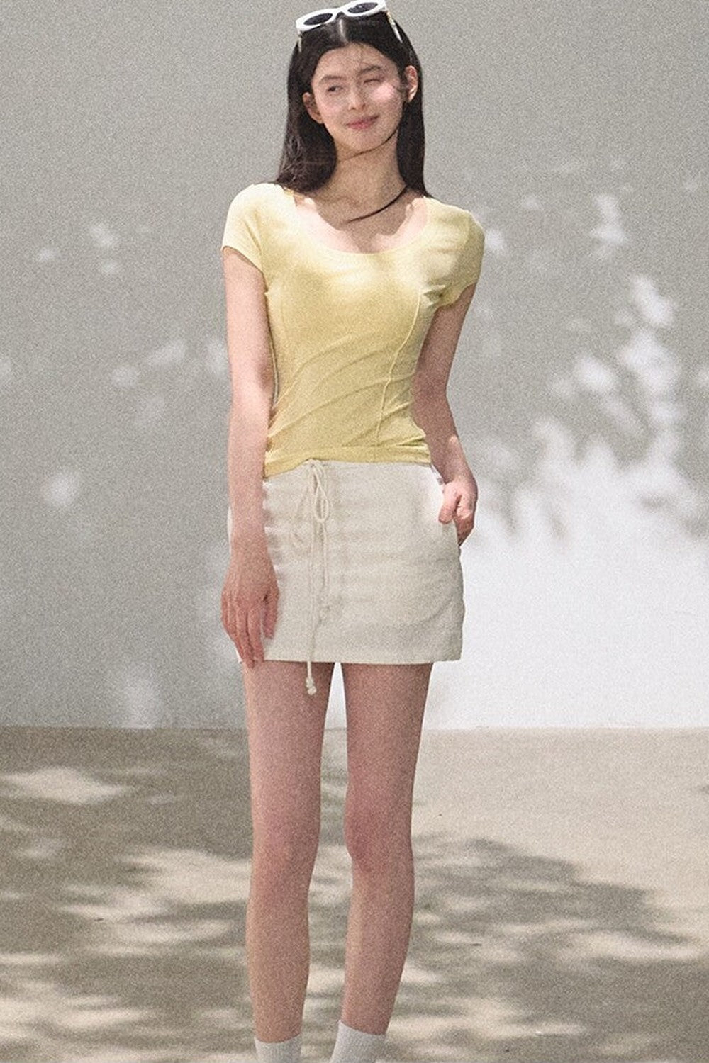 Bright Clouds Linen Skirt