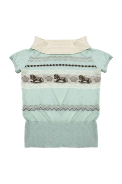 Mint Green Lyocell Rocking Horse Sweater