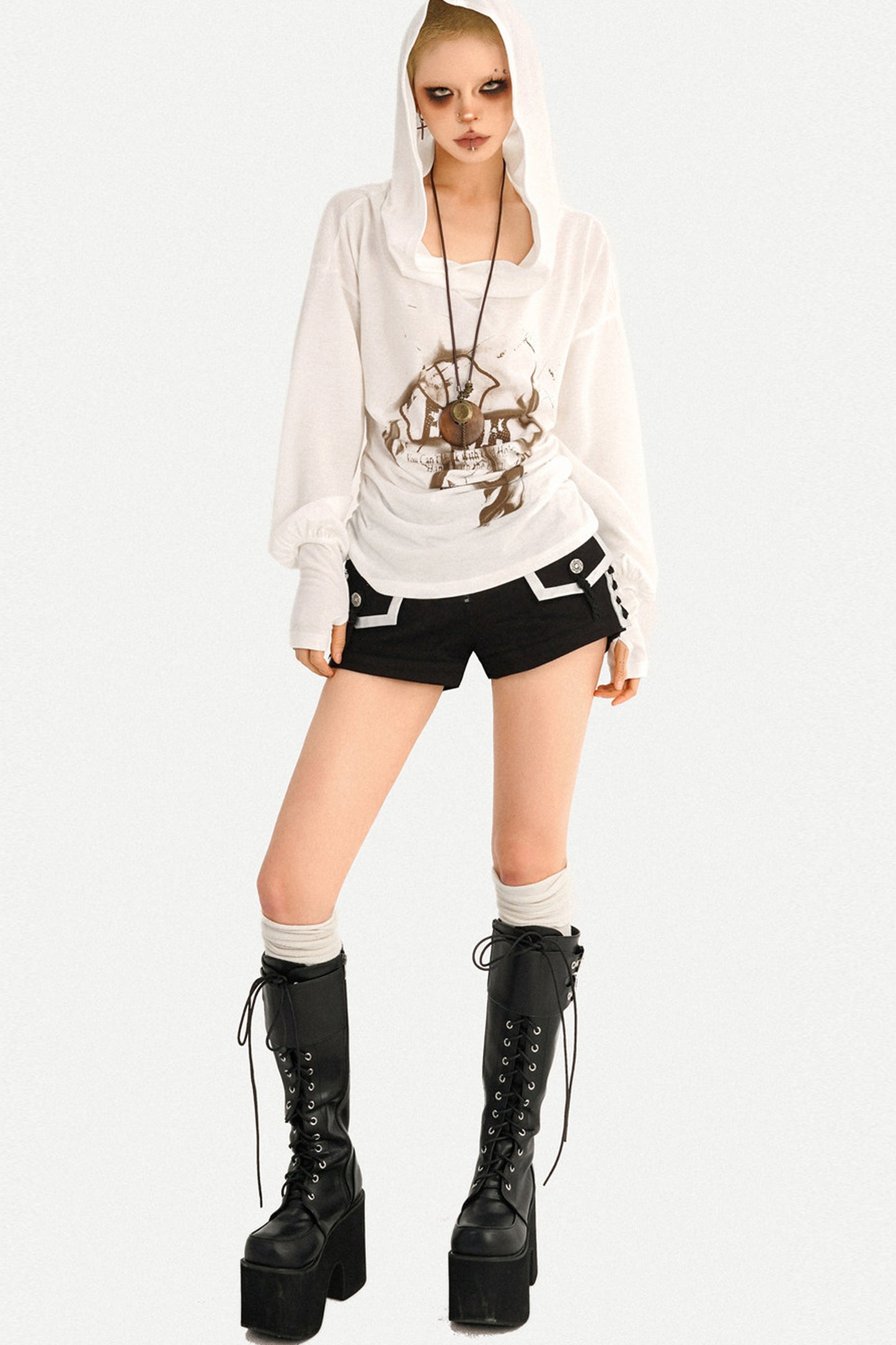 Wasteland Style Hooded Long Sleeve T-Shirt