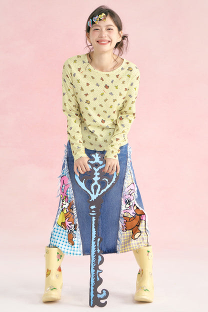 Plaid Bear Print Long Sleeve Top