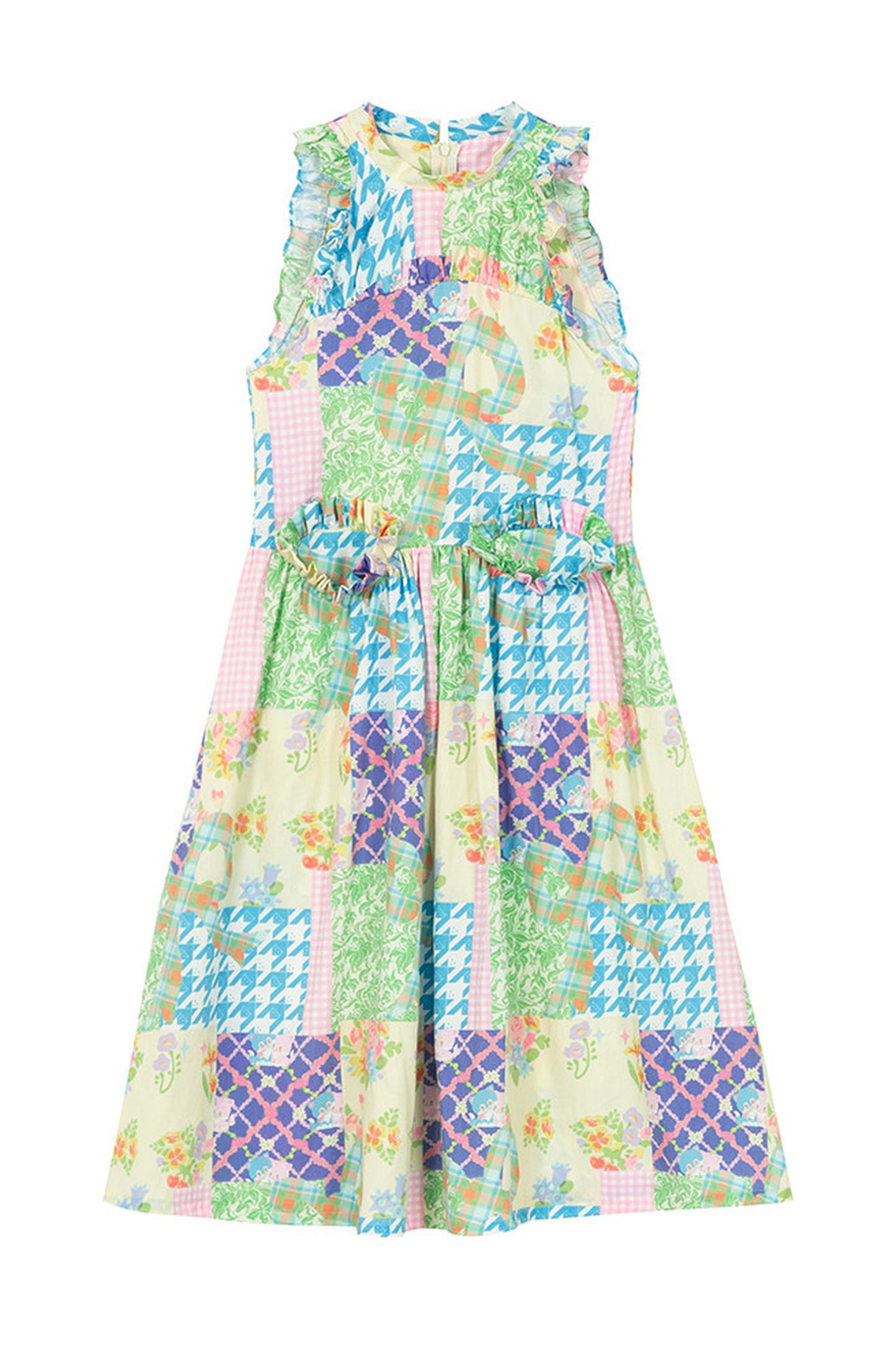 Plaid Patchwork Halter Neck Dress