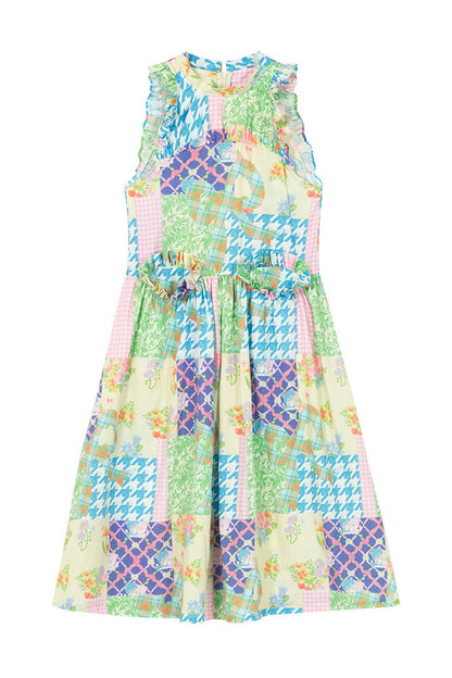Plaid Patchwork Halter Neck Dress
