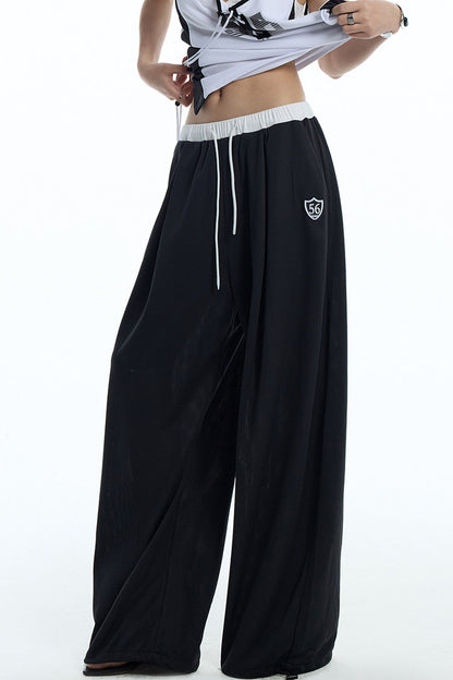 Black White Color-Block Sports Pants