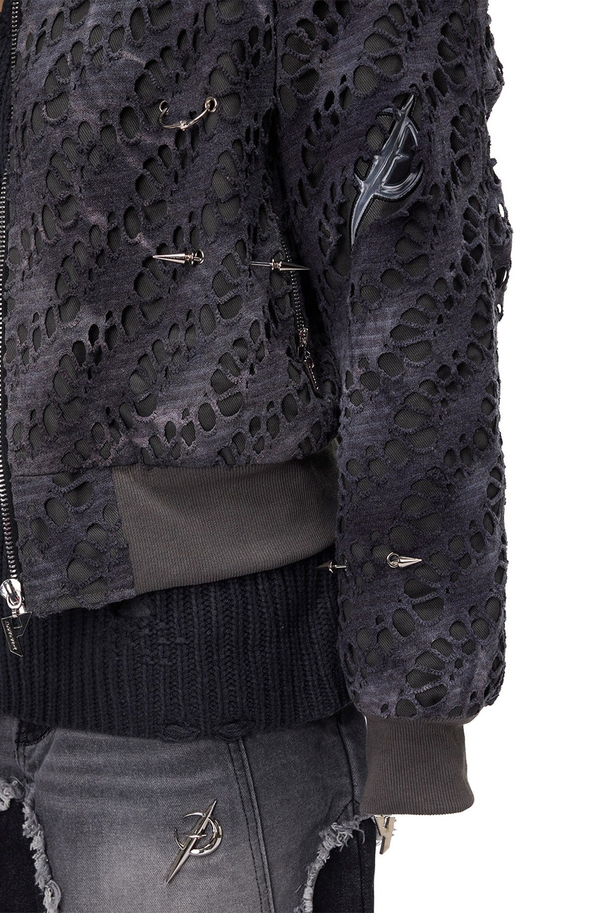 Y2K Rivet Honeycomb Bomber Jacket