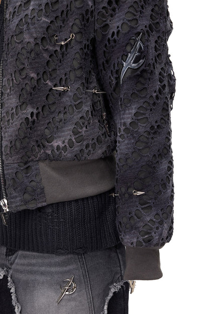 Y2K Rivet Honeycomb Bomber Jacket