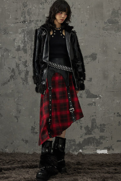 Punk-Star-Patchworkjacke mit Fell