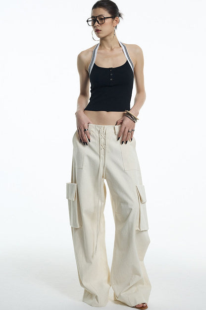 Oatmeal Curved Blade Cargo Pants