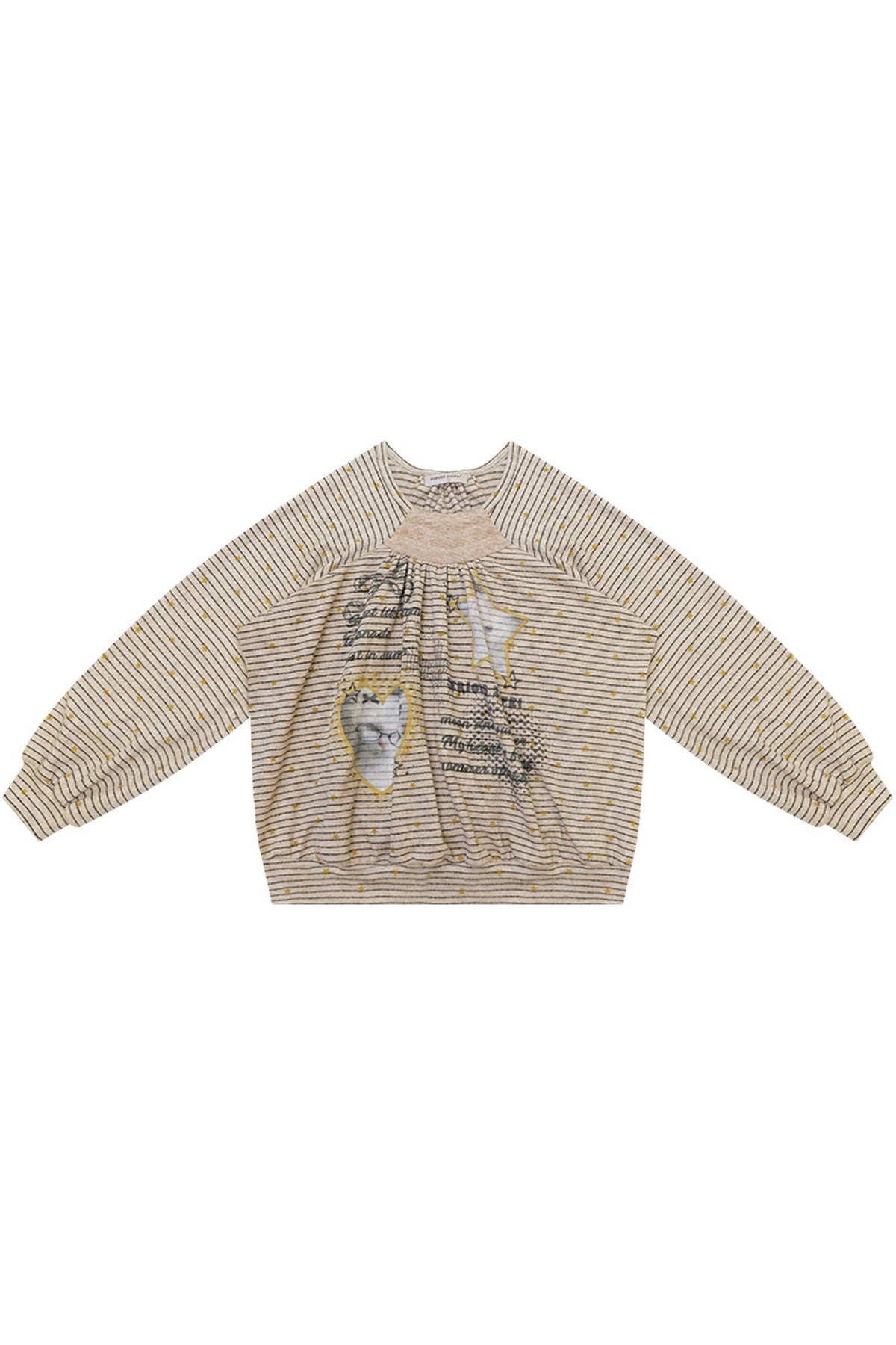 Striped Cat Print Sweatshirt