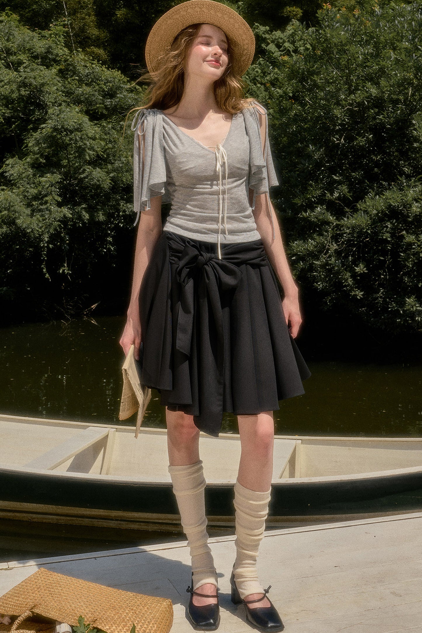 Cape-Style Short-Sleeve Top and Dress Set-Up
