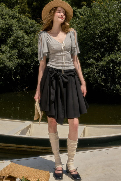 Cape-Style Short-Sleeve Top and Dress Set-Up