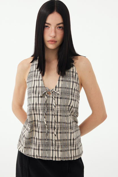 Black and White Plaid Halter Camisole