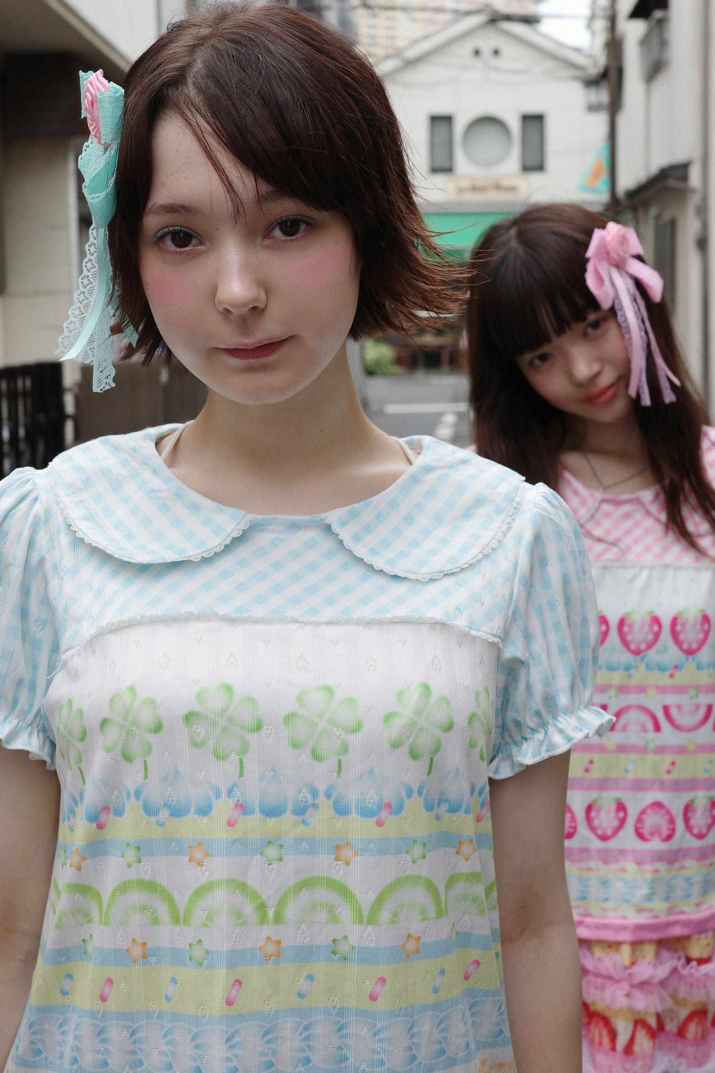 Strawberry Lime Clover Print Cotton T-Shirt
