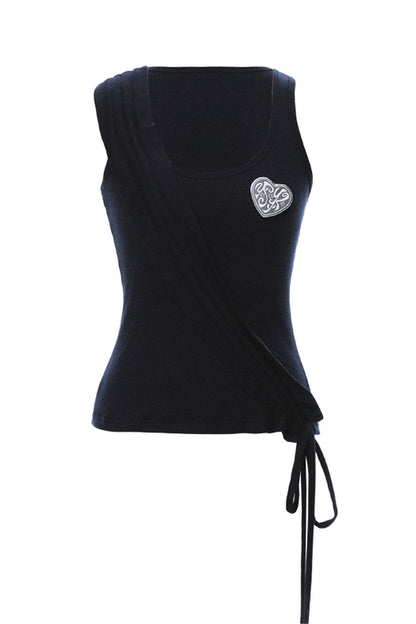 Gilet in maglia con pizzo blu navy