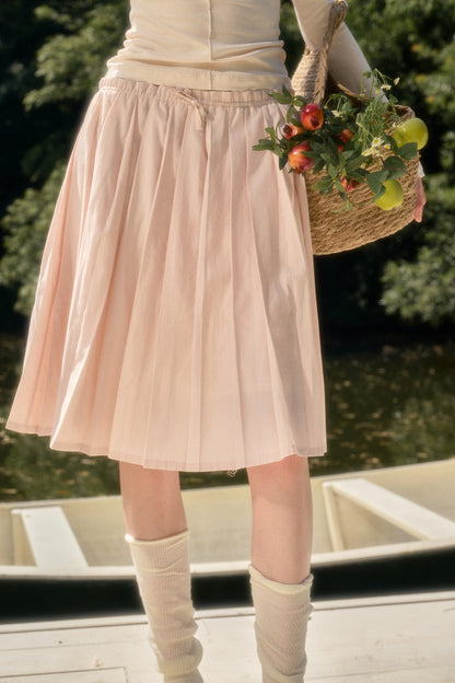 Elastic Waist Deer A-Line Pleated Skirt