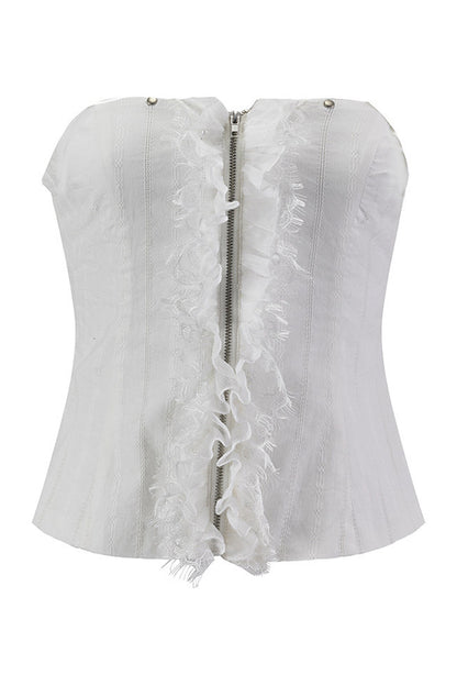 Romantic Lace Ruffled Vest set-Up
