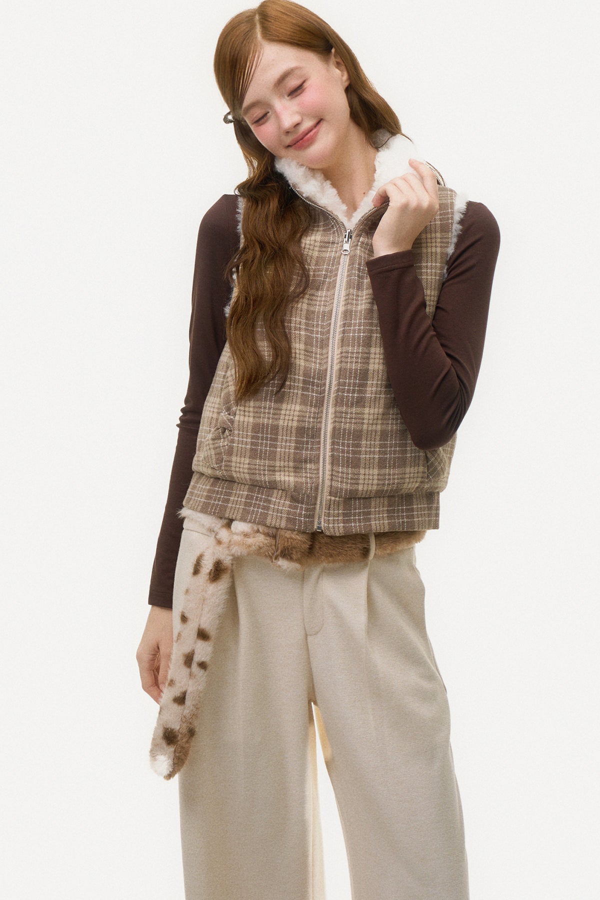 Reversible Plaid Sherpa Vest