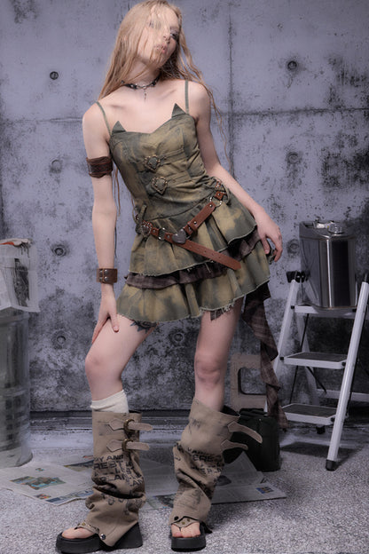 Multi-Layered Ruffled Suspender Dress