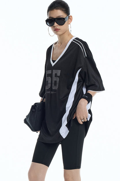 Loose V-Neck Jersey T-Shirt