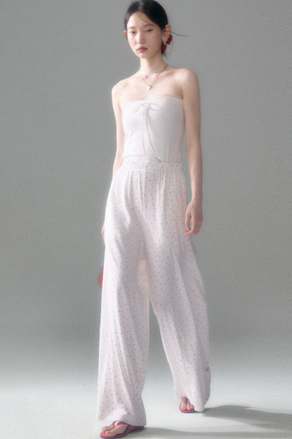 Retro Polka Dot Foldable Strapless Wide Leg Trousers