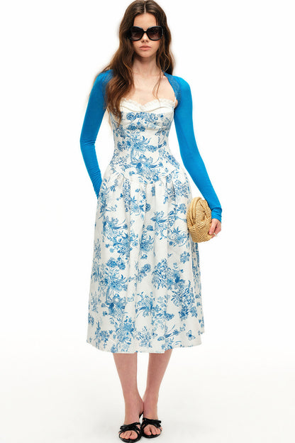 Viskose-elastische Strickweste mit Spitzenbesatz