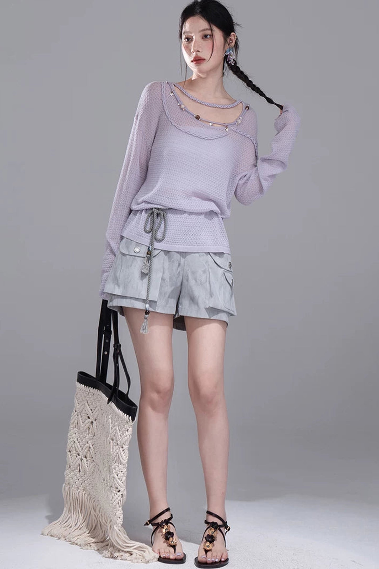 Mica Gray Gradient Shorts Set