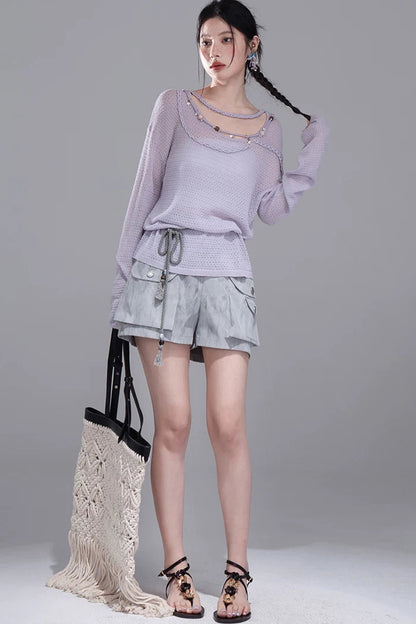 Mica Gray Gradient Shorts Set