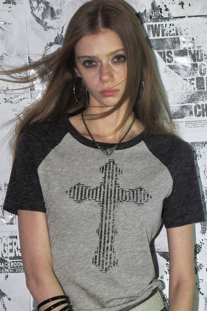 Oberteil aus Tencel mit Kreuz-Print