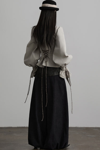 Asymmetrical Placket Deconstructed Pleated Shirt