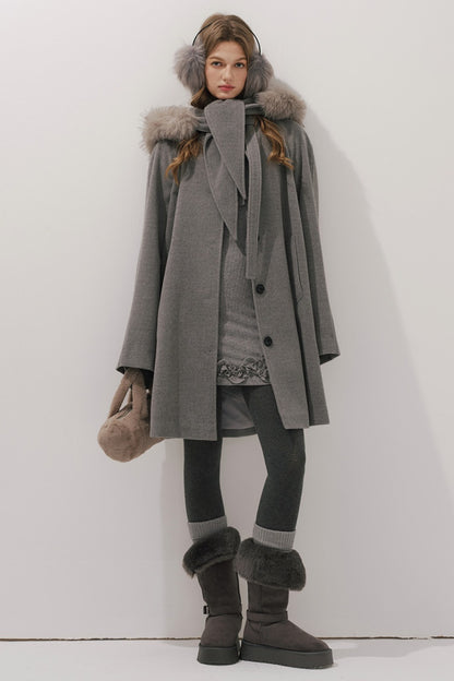 Fur Collar Wool Coat