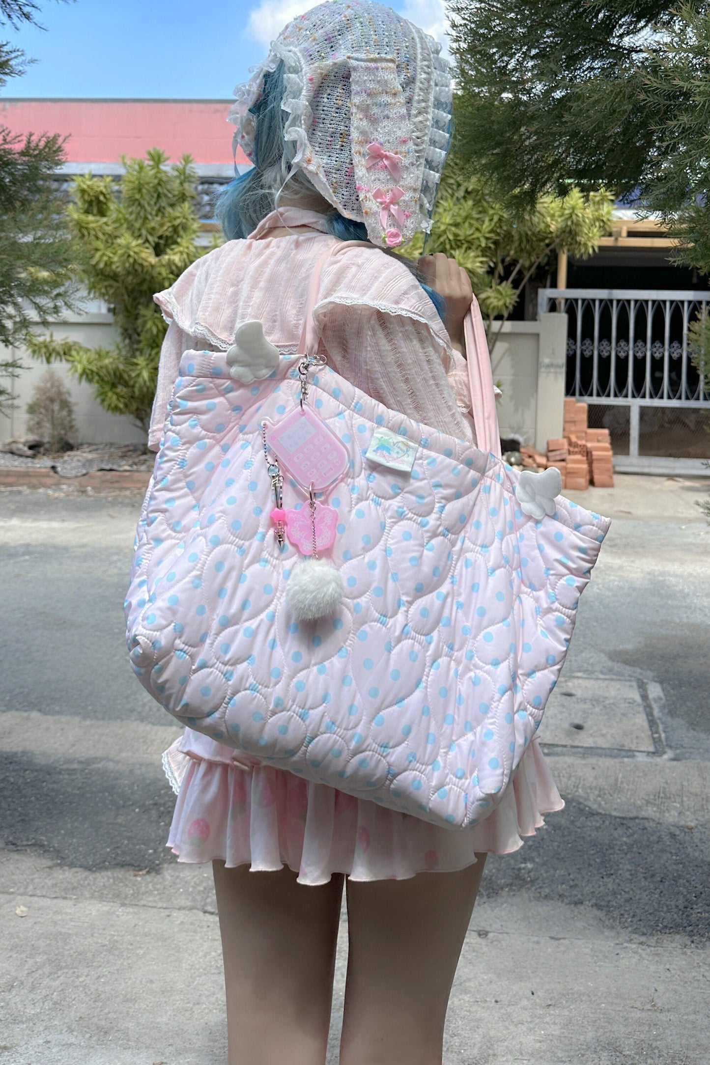 Pink Blue Knit Long Sleeve Cardigan