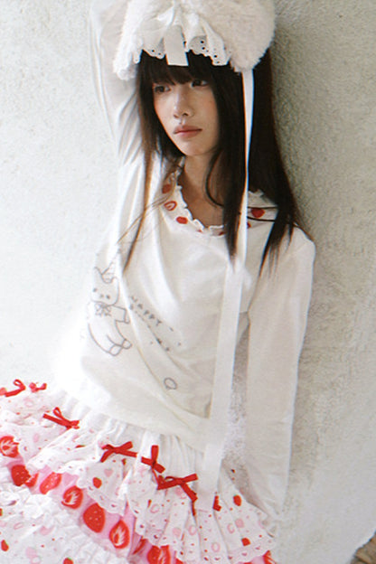 Strawberry Lace Collar Top