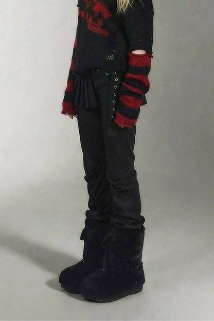 Wing Print Pleated Scimitar Jeans