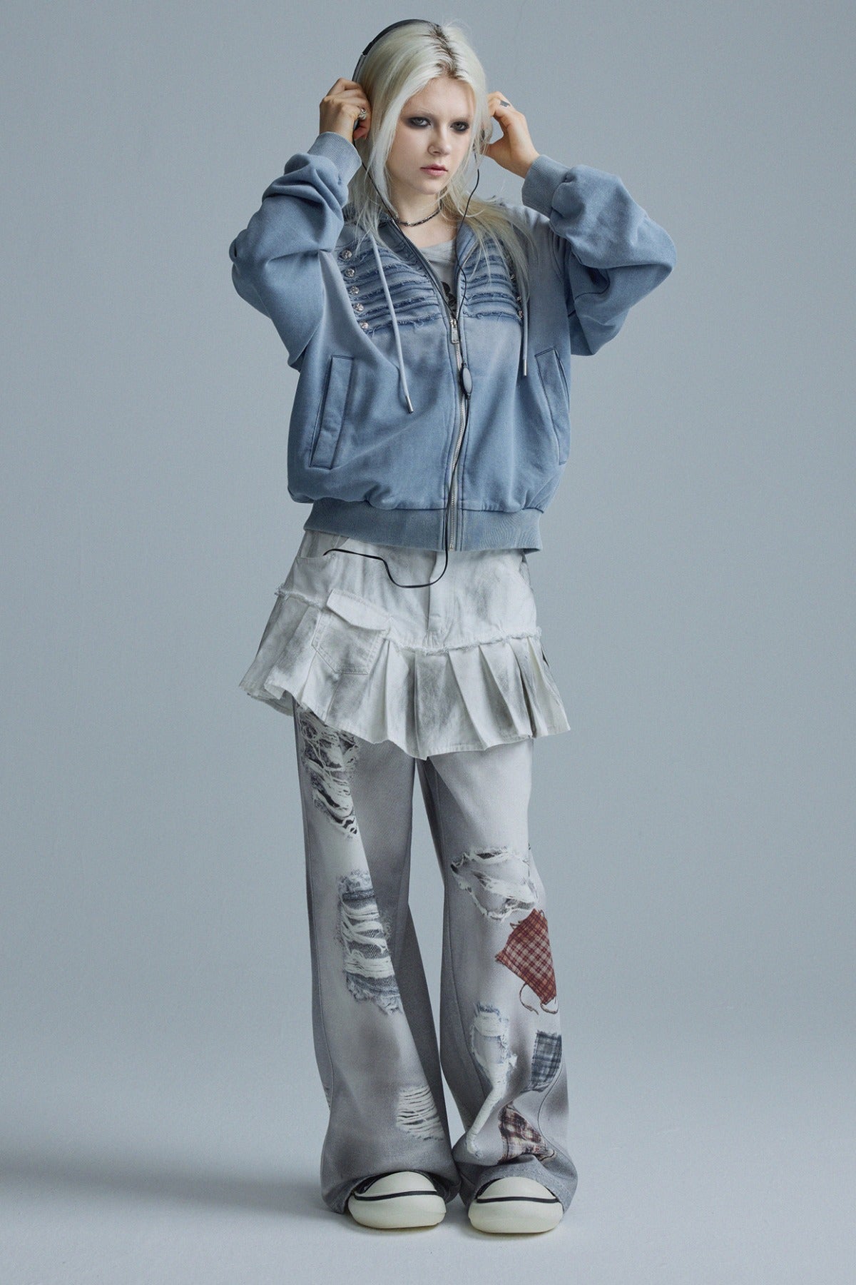 Distressed Gradient Washed Blue Jacket