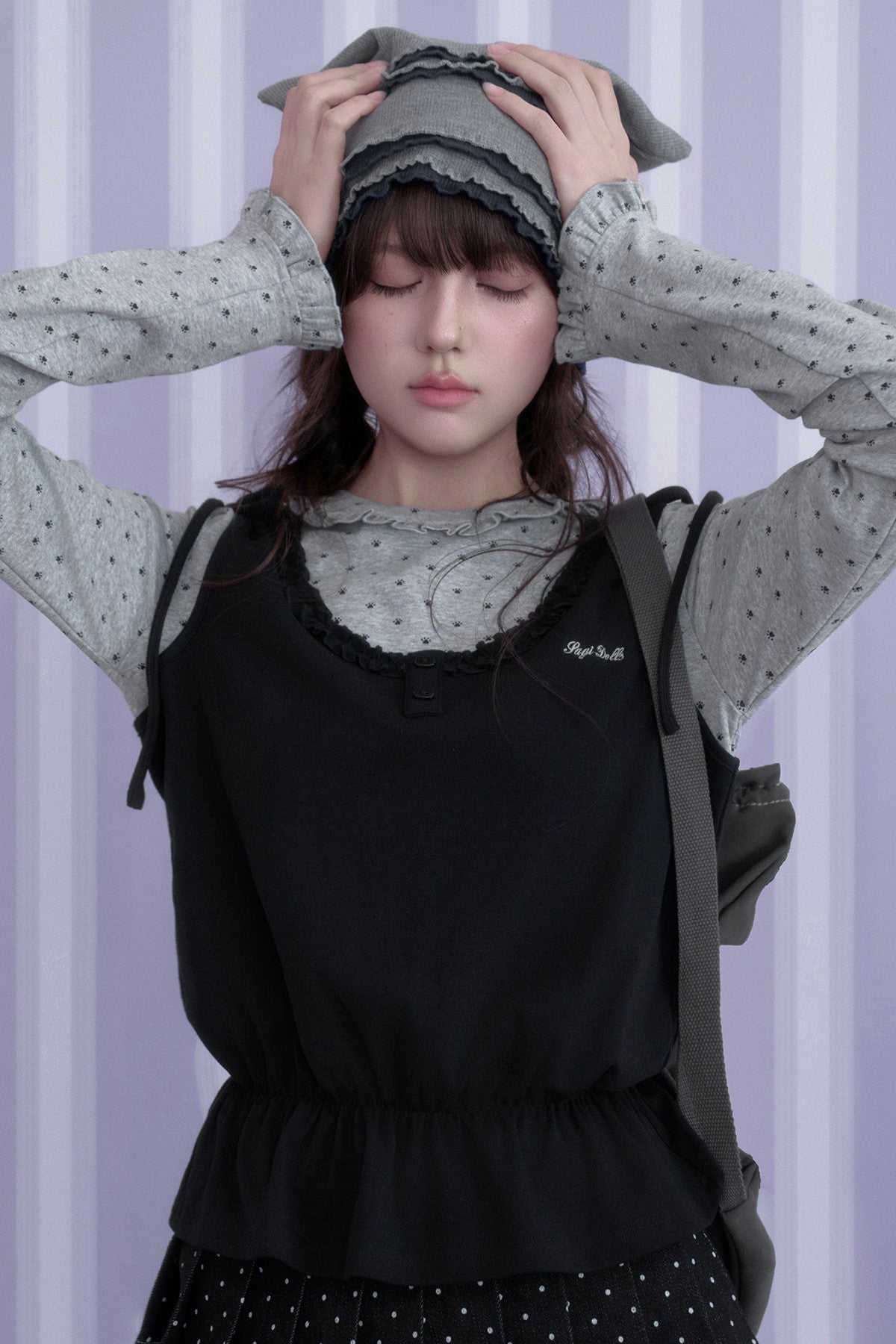 Y2K Gray Black Layered Vest Top Set-Up