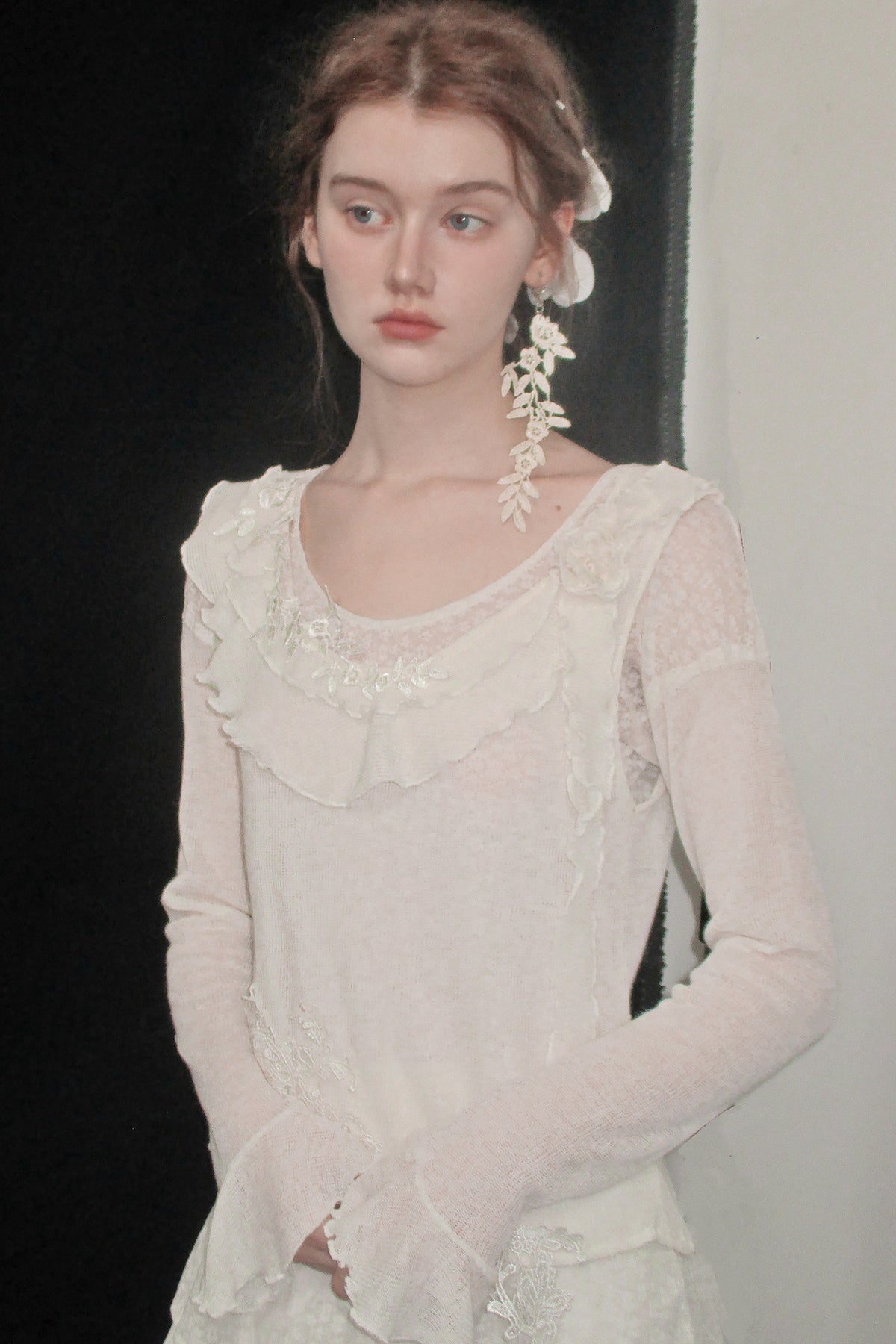 White Lace Knit Top