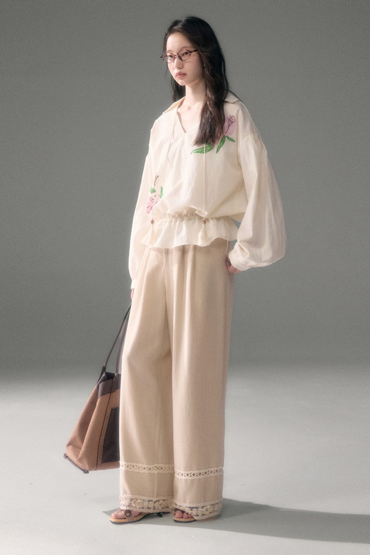 Bird And Rose Print Tencel Cotton Top