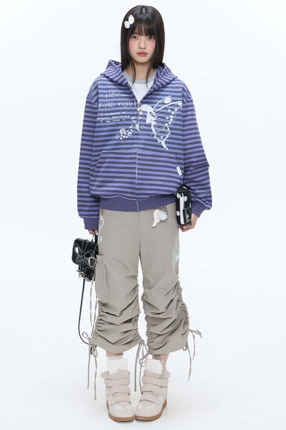 Butterfly Striped Zip Hoodie