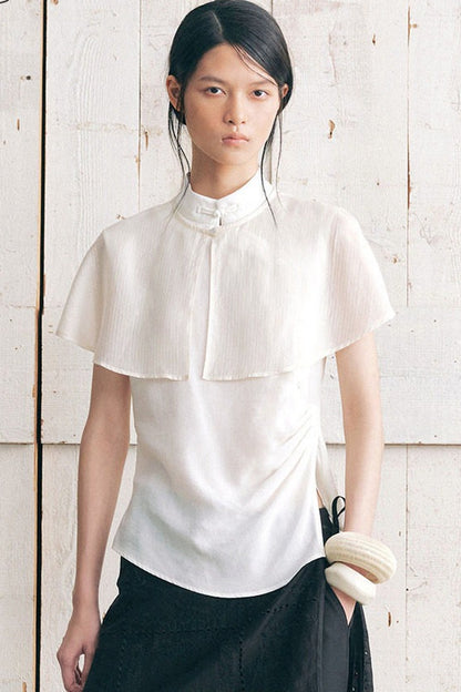 Detachable Shawl Collar Sleeveless Shirt