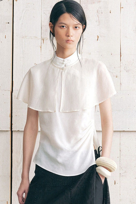 Detachable Shawl Collar Sleeveless Shirt