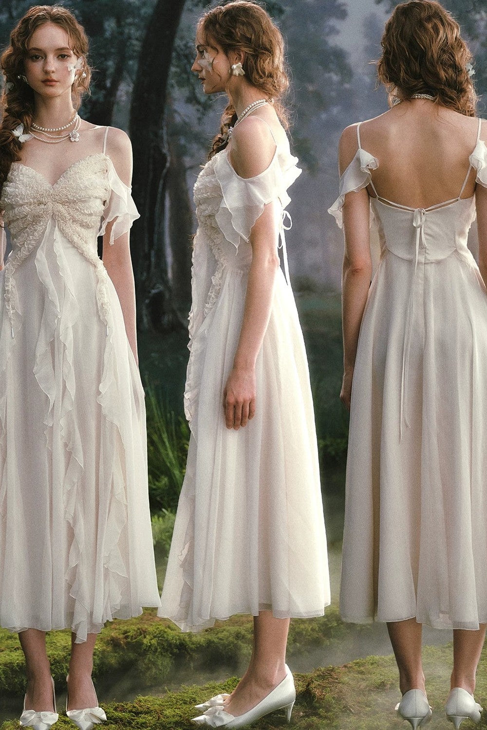 French Pearl Lace Slip Dress