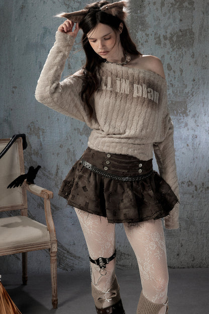 Asymmetrical Off-Shoulder Plush Long Sleeve Top
