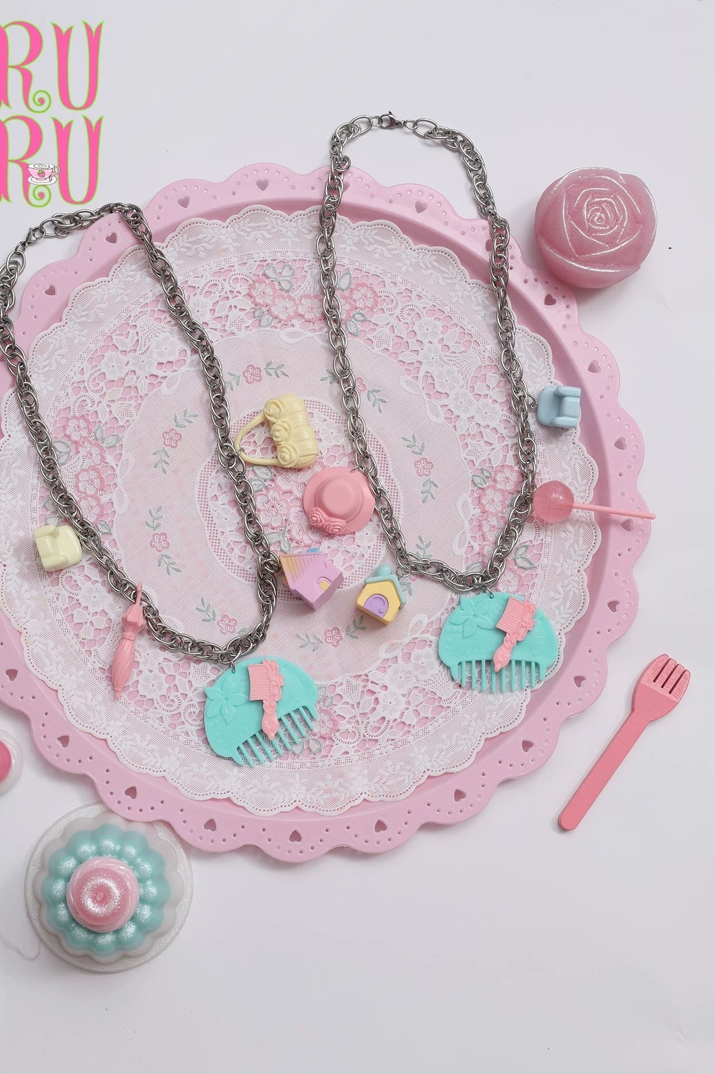 Adjustable Y2K Dollhouse Comb Necklace