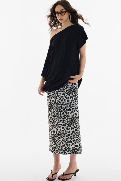 Snow Leopard Satin Wide-Leg Shorts
