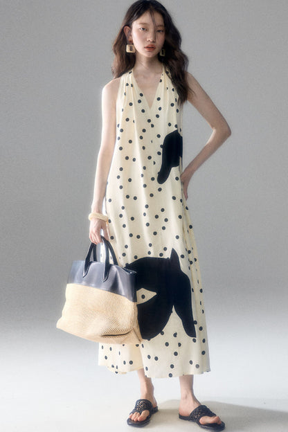 Polka Dot Bird Halter Dress