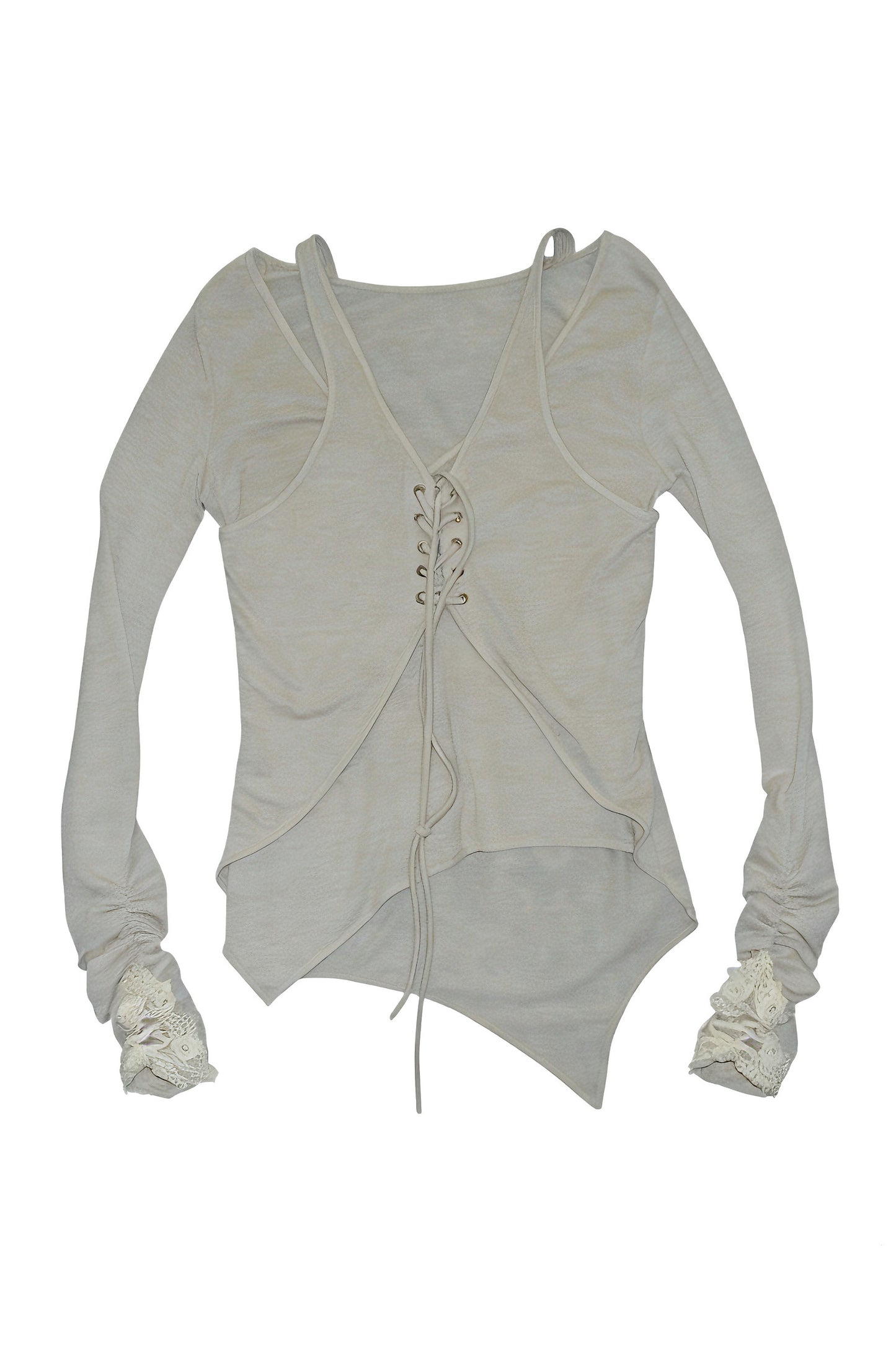 Blusa ricamata con orlo irregolare