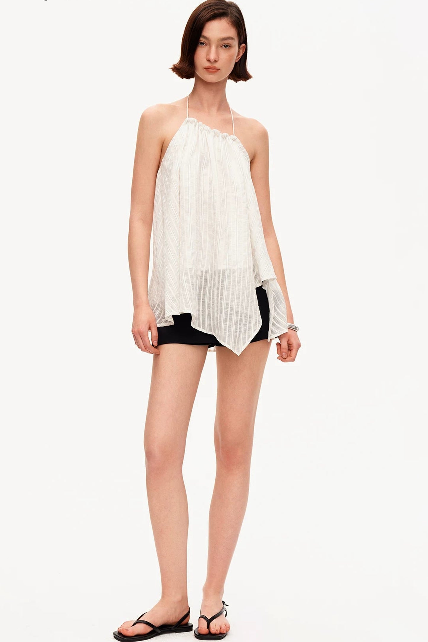 Textured Ruched Cotton Camisole