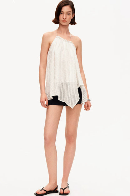 Textured Ruched Cotton Camisole