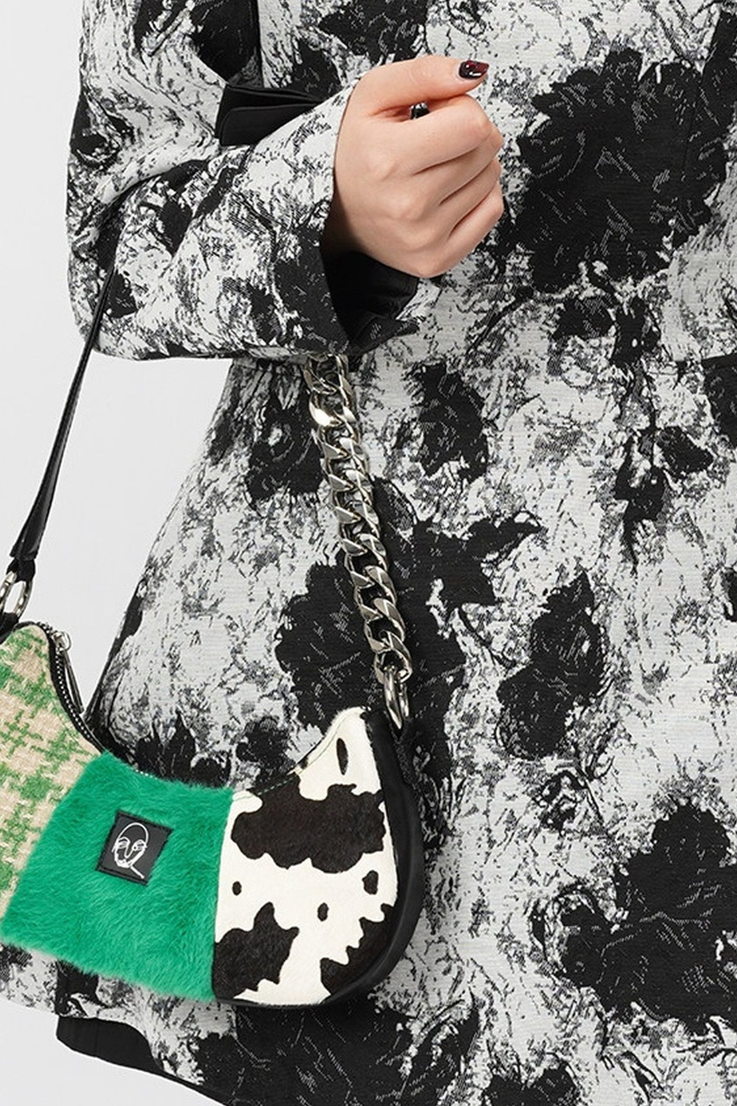 Genuine Leather Color-Block Bag